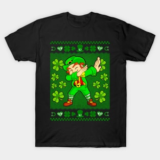 St Patricks Day Ugly Sweater Dabbing Leprechaun T-Shirt